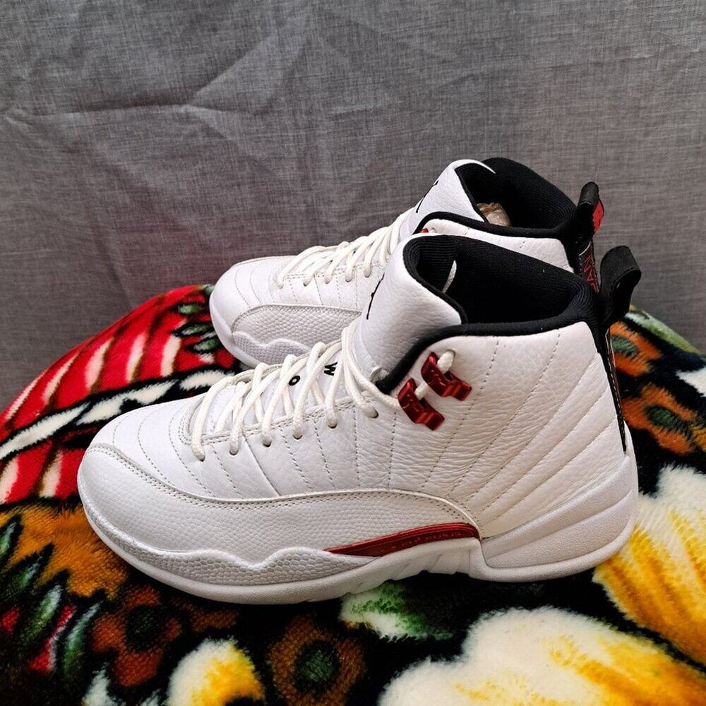 %Size 7 Nike Air Jordan 12 XII Retro Twist Men White Black Leather Sneaker AJ15